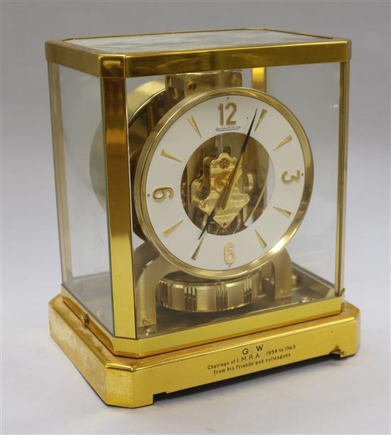 A Jaeger Le Coultre Atmos clock H.23cm. x W.21cm. x D.15cm.
